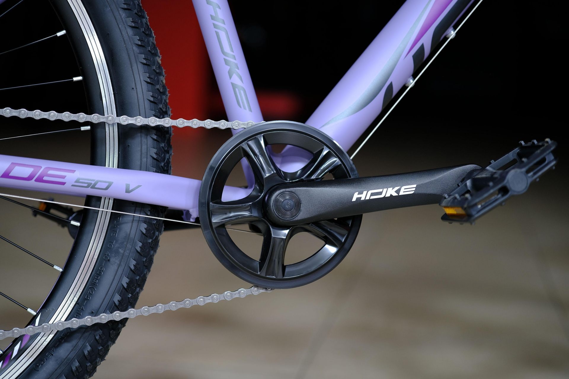 Система (шатун) алюминий 36T под квадрат
 HOKE Jade 50 V матовый фиолетовый-серый 15