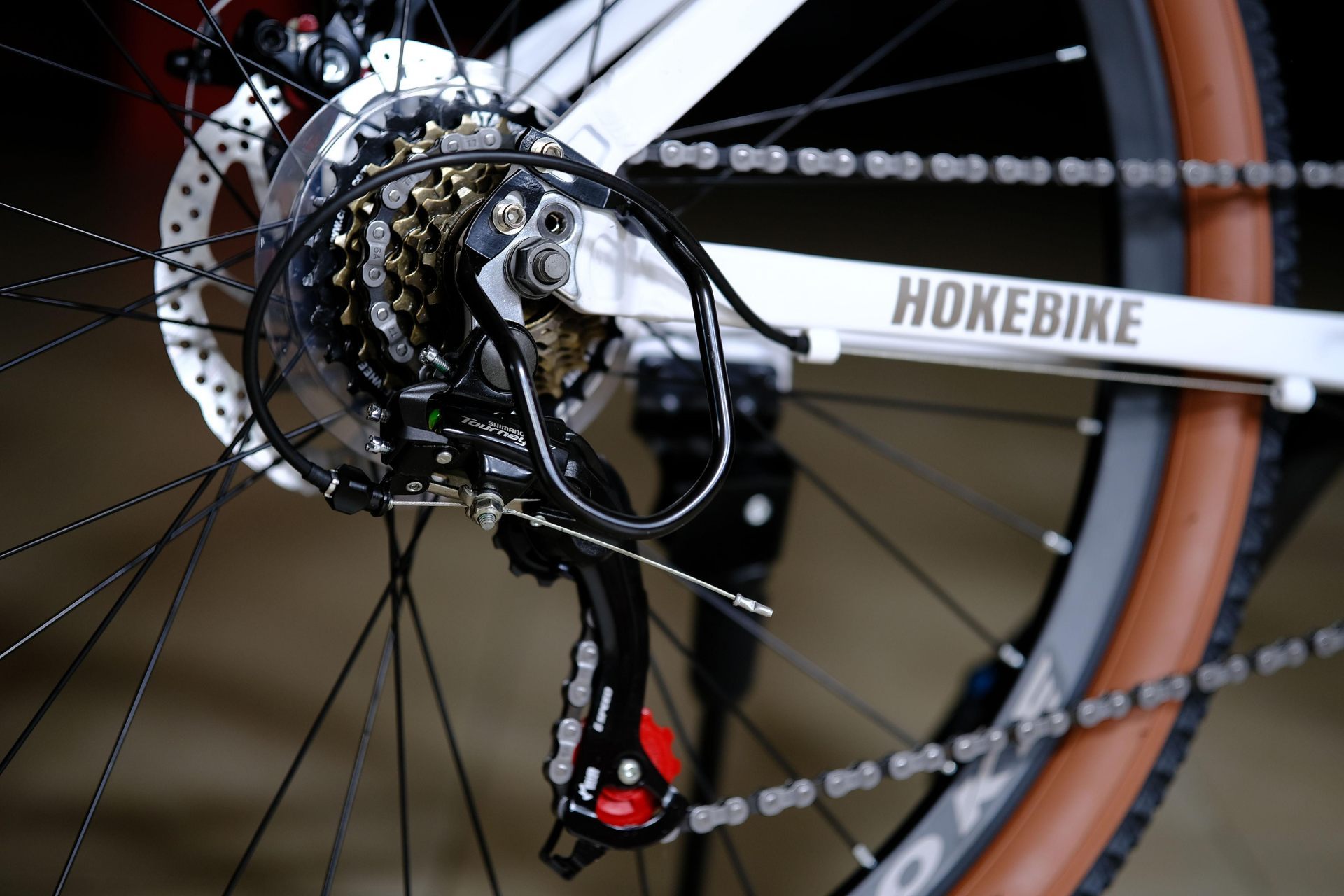 Задний переключатель Shimano Tourney TZ500 оригинал HOKE ONE WAY 26 белый-коричневый
